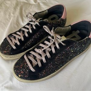 P448 John Glitter Black and Pink Sneakers